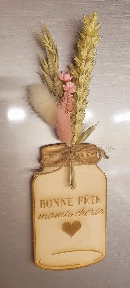 Aimant "vase et fleurs séchées"